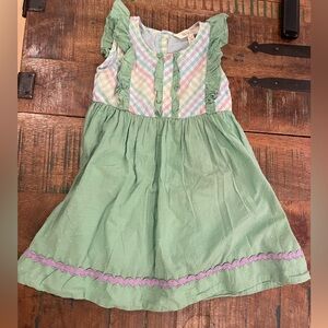 PLAY CONDITION Matilda Jane Charming Green and Pink ruffle plaid Dress size 4